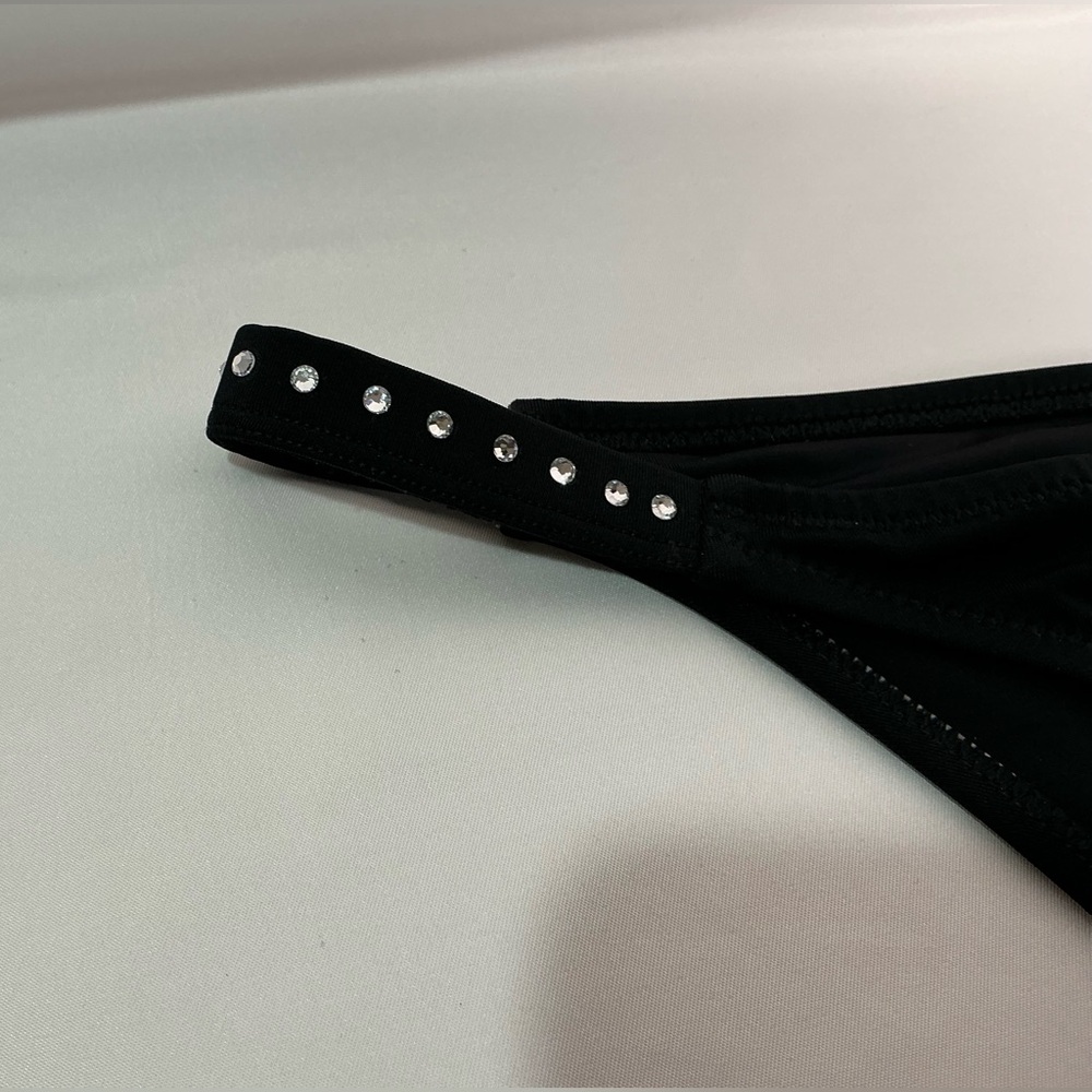 Aqua Swim Black Bikini Bottom Rhinestone Trimmed Lg New - Picture 7 of 8